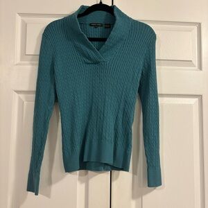 Elegant JEANNE PIERRE Teal Cowl Neck Sweater